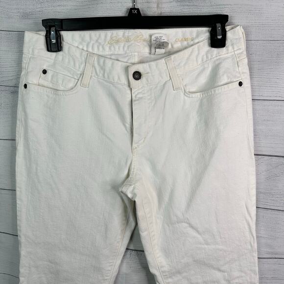 Eddie Bauer Womens size 12 Petite Classic Bootcut Denim Jeans White - Picture 3 of 8
